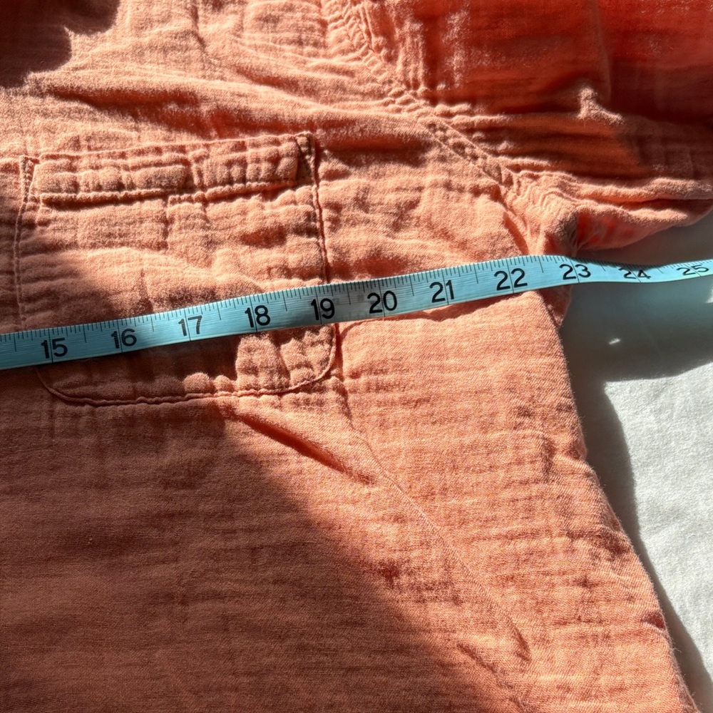 Pastel Orange/Coral Button Down Shirt 100% Cotton Lightweight Casual Top XL - Picture 7 of 9